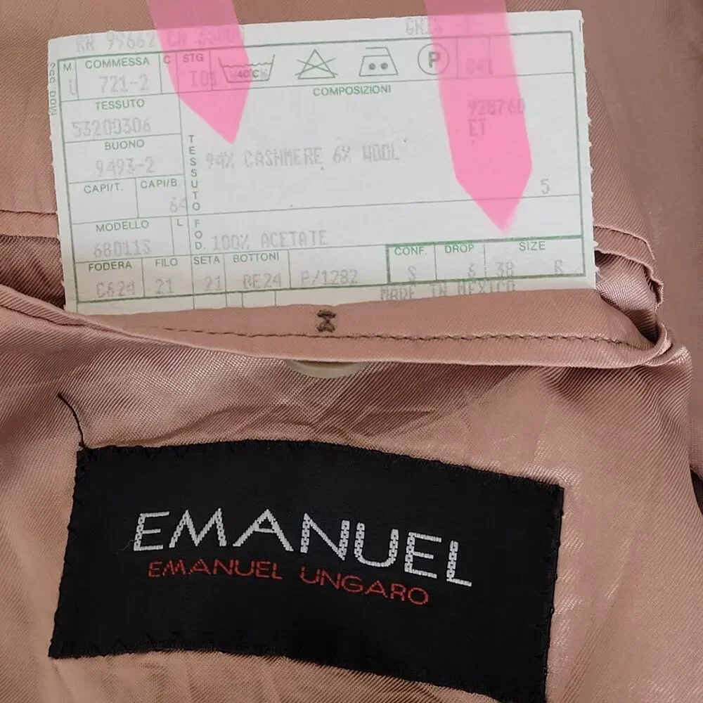 Vtg Size 38R Emanuel Ungaro Covarra Cashmere Wool Blazer Sportscoat Mocha Mousse